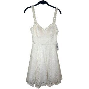 City Vibe Ivory Lace Sleeveless Mini Dress With Floral Pattern Size 1 Adjustable